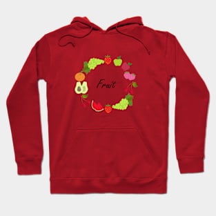 Various fruits in a circle. Hoodie